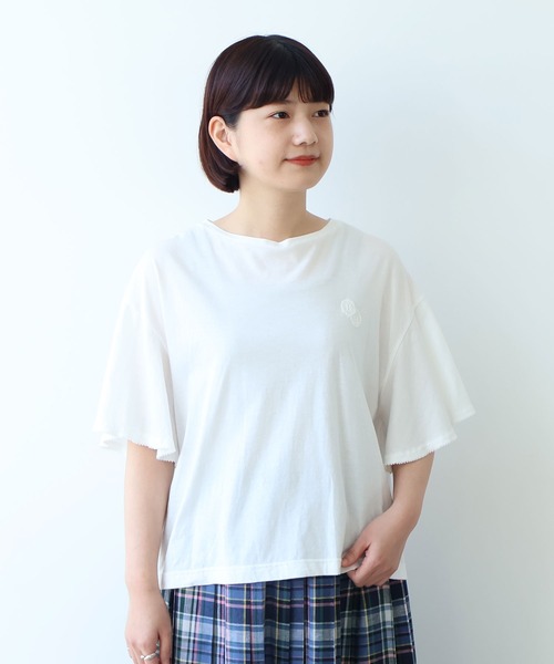 bulle de savon（ビュルデサボン）の「●コットン/モダール handkerchief sleeve プルオーバー（Tシャツ/カットソー・レディース・ブルーグレー/ブラック/ホワイト・FREE）」の4枚目の写真