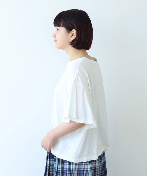 bulle de savon（ビュルデサボン）の「●コットン/モダール handkerchief sleeve プルオーバー（Tシャツ/カットソー・レディース・ブルーグレー/ブラック/ホワイト・FREE）」の5枚目の写真
