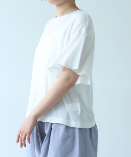 bulle de savon（ビュルデサボン）の「●コットン/モダール handkerchief sleeve プルオーバー（Tシャツ/カットソー・レディース・ブルーグレー/ブラック/ホワイト・FREE）」の21枚目の写真