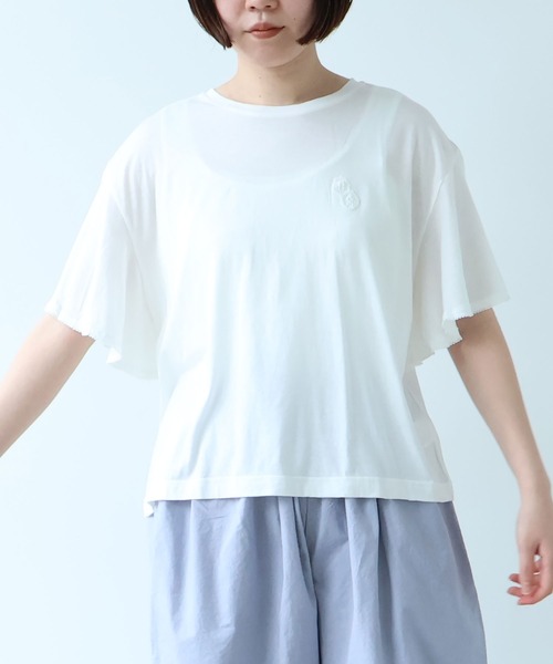 bulle de savon（ビュルデサボン）の「●コットン/モダール handkerchief sleeve プルオーバー（Tシャツ/カットソー・レディース・ブルーグレー/ブラック/ホワイト・FREE）」の16枚目の写真