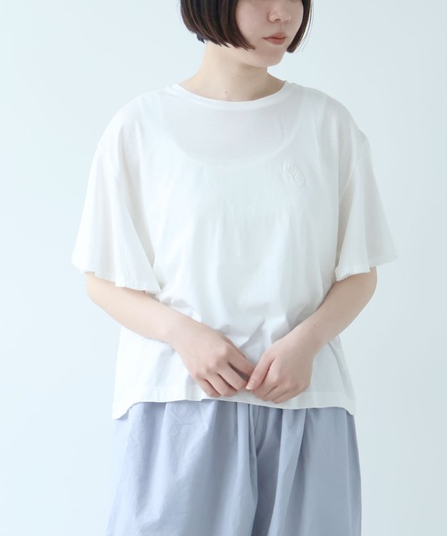 bulle de savon（ビュルデサボン）の「●コットン/モダール handkerchief sleeve プルオーバー（Tシャツ/カットソー・レディース・ブルーグレー/ブラック/ホワイト・FREE）」の17枚目の写真