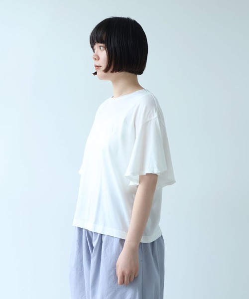 bulle de savon（ビュルデサボン）の「●コットン/モダール handkerchief sleeve プルオーバー（Tシャツ/カットソー・レディース・ブルーグレー/ブラック/ホワイト・FREE）」の18枚目の写真