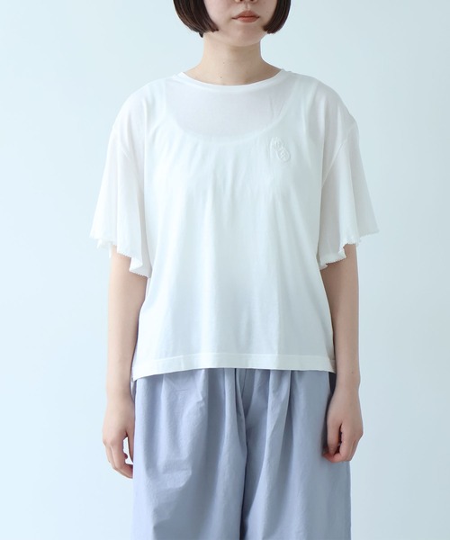 bulle de savon（ビュルデサボン）の「●コットン/モダール handkerchief sleeve プルオーバー（Tシャツ/カットソー・レディース・ブルーグレー/ブラック/ホワイト・FREE）」の19枚目の写真