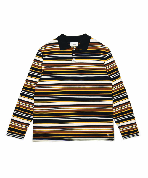 STRIPE POLO SHIRT BROWN/YELLOW