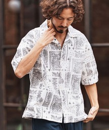 mhs2477-Bandana Pattern Open Collar Shirts シャツ(F26S140)