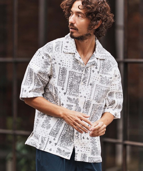 felkod(フィルコッド)の「mhs2477-Bandana Pattern Open Collar Shirts シャツ(F26S140)(シャツ/ブラウス・メンズ・ホワイト/ブラック・S/M/L)」の4枚目の写真