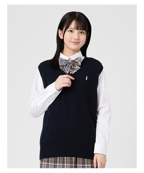 EASTBOY(イーストボーイ)の「ベスト 綿 7G さくら女神 女子 制服 学生服 中学生 高校生 スクール (ベスト・キッズ・オフホワイト/ライトグレー/ブラウン/ピンク/ネイビー・9号/13号/11号)」の4枚目の写真