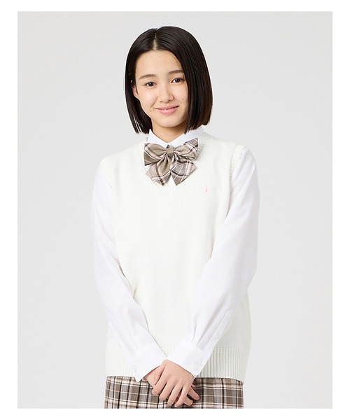 EASTBOY(イーストボーイ)の「ベスト 綿 7G さくら女神 女子 制服 学生服 中学生 高校生 スクール (ベスト・キッズ・オフホワイト/ライトグレー/ブラウン/ピンク/ネイビー・9号/13号/11号)」の2枚目の写真