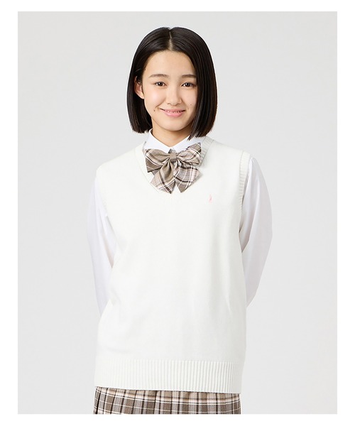 EASTBOY(イーストボーイ)の「ベスト 綿 7G さくら女神 女子 制服 学生服 中学生 高校生 スクール (ベスト・キッズ・オフホワイト/ライトグレー/ブラウン/ピンク/ネイビー・9号/13号/11号)」の8枚目の写真