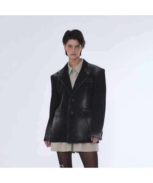 THE BALLON（ザバロン）の「WOMENS DESTROYED BLACK DENIM JACKET（デニムジャケット・レディース・その他・MEDIUM/LARGE）」の2枚目の写真