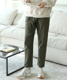起毛ストリングバンディングスパンストレートコットンパンツ
