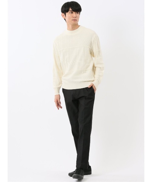 TAKA-Q(タカキュー)の「【ストレッチ ウォッシャブル】タカキュー パッチワーク柄 モックネック ニット セーター(ニット/セーター・メンズ・ブラック/アイボリー・MEDIUM/LARGE/X-LARGE)」の6枚目の写真