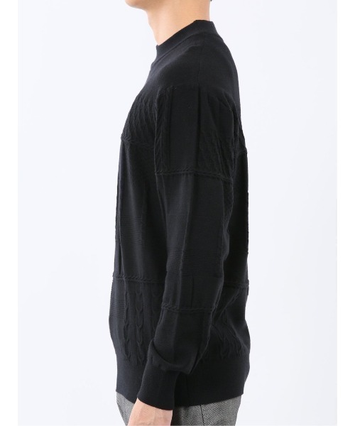 TAKA-Q(タカキュー)の「【ストレッチ ウォッシャブル】タカキュー パッチワーク柄 モックネック ニット セーター(ニット/セーター・メンズ・ブラック/アイボリー・MEDIUM/LARGE/X-LARGE)」の11枚目の写真