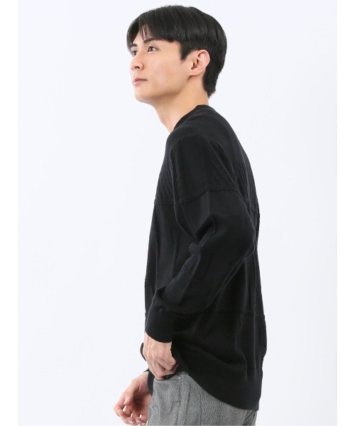 TAKA-Q(タカキュー)の「【ストレッチ ウォッシャブル】タカキュー パッチワーク柄 モックネック ニット セーター(ニット/セーター・メンズ・ブラック/アイボリー・MEDIUM/LARGE/X-LARGE)」の15枚目の写真