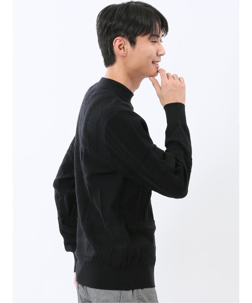 TAKA-Q(タカキュー)の「【ストレッチ ウォッシャブル】タカキュー パッチワーク柄 モックネック ニット セーター(ニット/セーター・メンズ・ブラック/アイボリー・MEDIUM/LARGE/X-LARGE)」の17枚目の写真