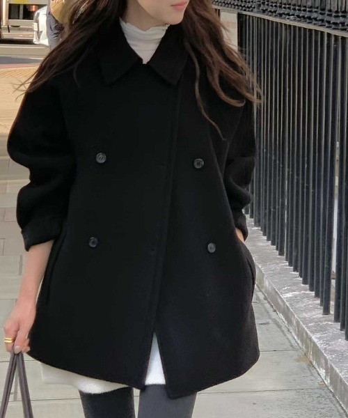 セール】襟付きダブルブレストメルトンコート（ピーコート）｜FAVORITO
