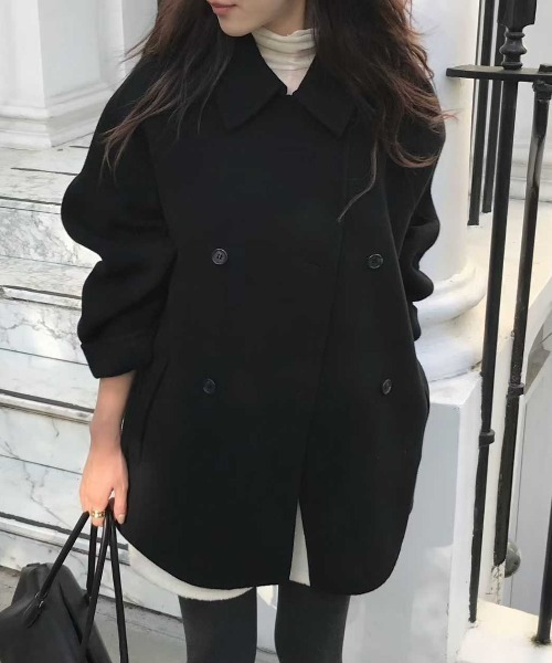 セール】襟付きダブルブレストメルトンコート（ピーコート）｜FAVORITO