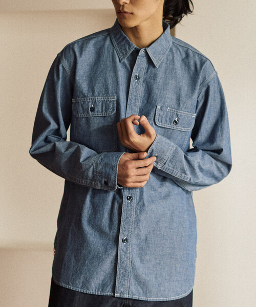 セール】【日本製】JAPAN CHAMBRAY SHT LS/ジャパン シャンブレー