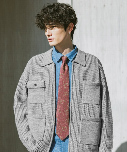 RAGEBLUE（レイジブルー）の「DOUBLE ZIP COVERALL KNIT JACKET / ダブルジップカバーオールニットジャケット（ニット/セーター・メンズ・サックスブルー/ブラック/グレー・LARGE/MEDIUM）」の3枚目の写真