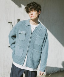 RAGEBLUE | DOUBLE ZIP COVERALL KNIT JACKET / ダブルジップカバーオールニットジャケット(ニット/セーター)
