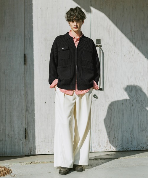 RAGEBLUE（レイジブルー）の「DOUBLE ZIP COVERALL KNIT JACKET / ダブルジップカバーオールニットジャケット（ニット/セーター・メンズ・サックスブルー/ブラック/グレー・LARGE/MEDIUM）」の8枚目の写真