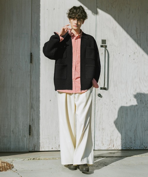 RAGEBLUE（レイジブルー）の「DOUBLE ZIP COVERALL KNIT JACKET / ダブルジップカバーオールニットジャケット（ニット/セーター・メンズ・サックスブルー/ブラック/グレー・LARGE/MEDIUM）」の4枚目の写真