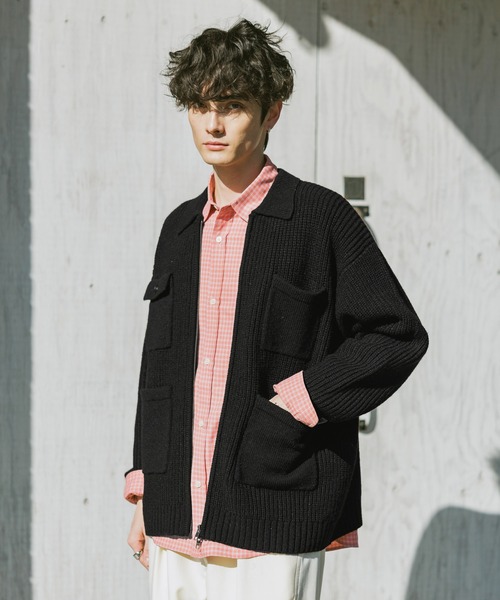 RAGEBLUE（レイジブルー）の「DOUBLE ZIP COVERALL KNIT JACKET / ダブルジップカバーオールニットジャケット（ニット/セーター・メンズ・サックスブルー/ブラック/グレー・LARGE/MEDIUM）」の7枚目の写真