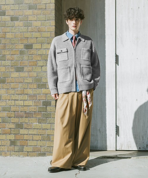 RAGEBLUE（レイジブルー）の「DOUBLE ZIP COVERALL KNIT JACKET / ダブルジップカバーオールニットジャケット（ニット/セーター・メンズ・サックスブルー/ブラック/グレー・LARGE/MEDIUM）」の18枚目の写真