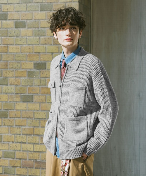 RAGEBLUE（レイジブルー）の「DOUBLE ZIP COVERALL KNIT JACKET / ダブルジップカバーオールニットジャケット（ニット/セーター・メンズ・サックスブルー/ブラック/グレー・LARGE/MEDIUM）」の21枚目の写真