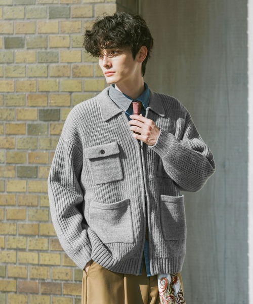 RAGEBLUE（レイジブルー）の「DOUBLE ZIP COVERALL KNIT JACKET / ダブルジップカバーオールニットジャケット（ニット/セーター・メンズ・サックスブルー/ブラック/グレー・LARGE/MEDIUM）」の20枚目の写真