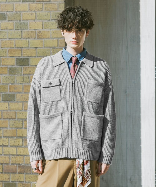 RAGEBLUE（レイジブルー）の「DOUBLE ZIP COVERALL KNIT JACKET / ダブルジップカバーオールニットジャケット（ニット/セーター・メンズ・サックスブルー/ブラック/グレー・LARGE/MEDIUM）」の22枚目の写真