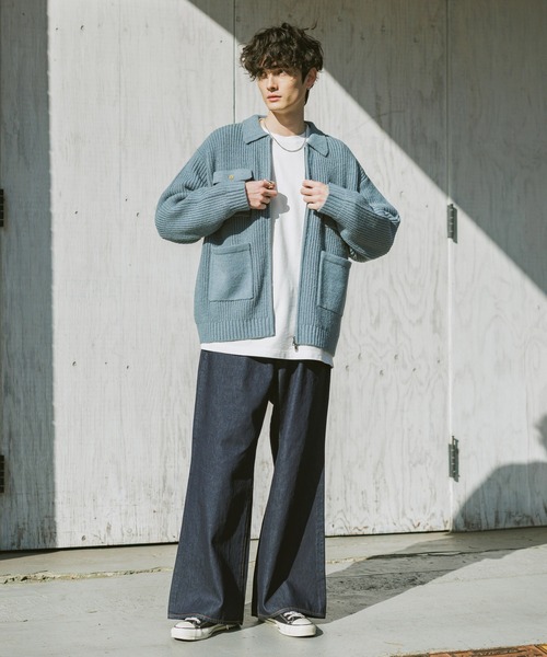 セール】DOUBLE ZIP COVERALL KNIT JACKET / ダブルジップカバーオール