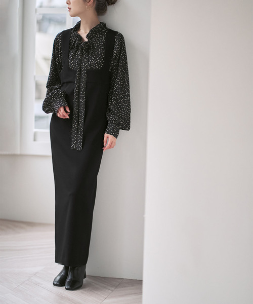 Noble（ノーブル）の「ラフィネダブルクロスソフトスクエアワンピース（ワンピース・レディース・ブラック/キャメル・40/38/36）」の2枚目の写真