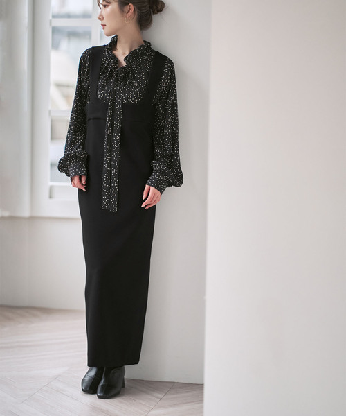 Noble（ノーブル）の「ラフィネダブルクロスソフトスクエアワンピース（ワンピース・レディース・ブラック/キャメル・40/38/36）」の11枚目の写真