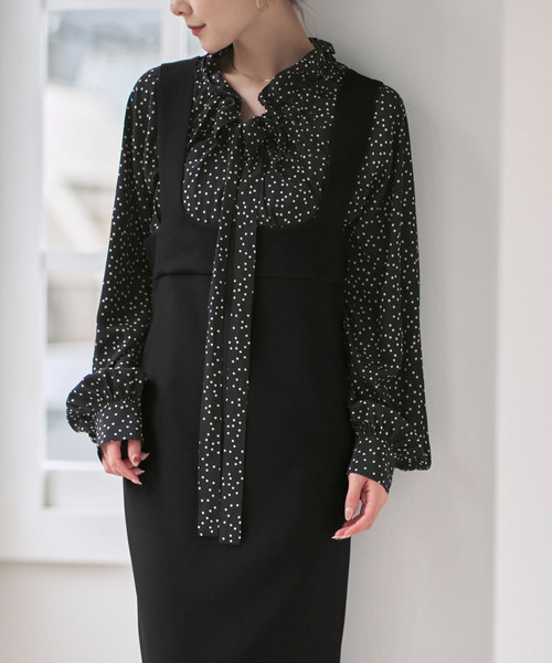 Noble（ノーブル）の「ラフィネダブルクロスソフトスクエアワンピース（ワンピース・レディース・ブラック/キャメル・40/38/36）」の12枚目の写真