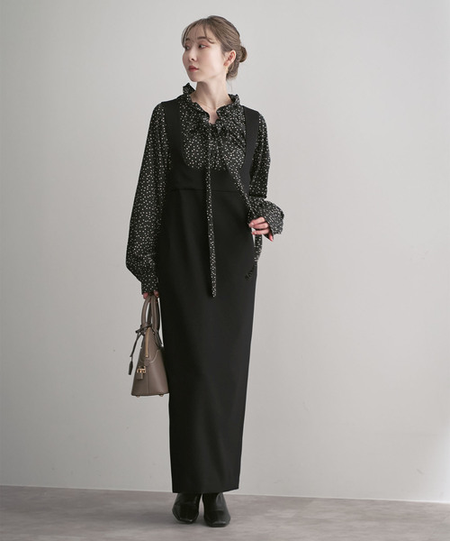 Noble（ノーブル）の「ラフィネダブルクロスソフトスクエアワンピース（ワンピース・レディース・ブラック/キャメル・40/38/36）」の14枚目の写真