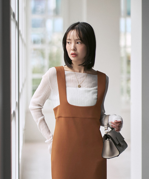 Noble（ノーブル）の「ラフィネダブルクロスソフトスクエアワンピース（ワンピース・レディース・ブラック/キャメル・40/38/36）」の20枚目の写真