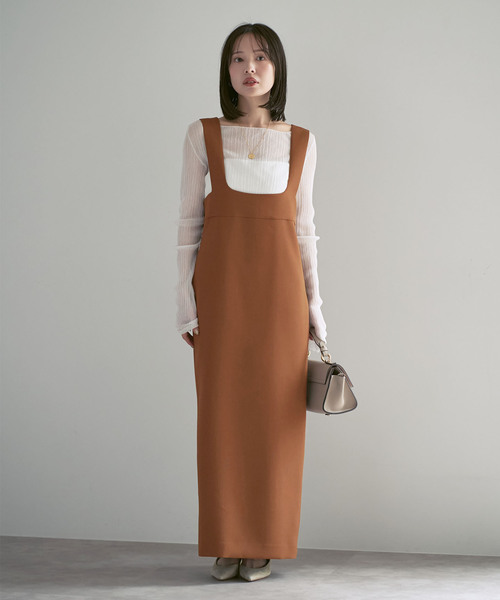 Noble（ノーブル）の「ラフィネダブルクロスソフトスクエアワンピース（ワンピース・レディース・ブラック/キャメル・40/38/36）」の22枚目の写真
