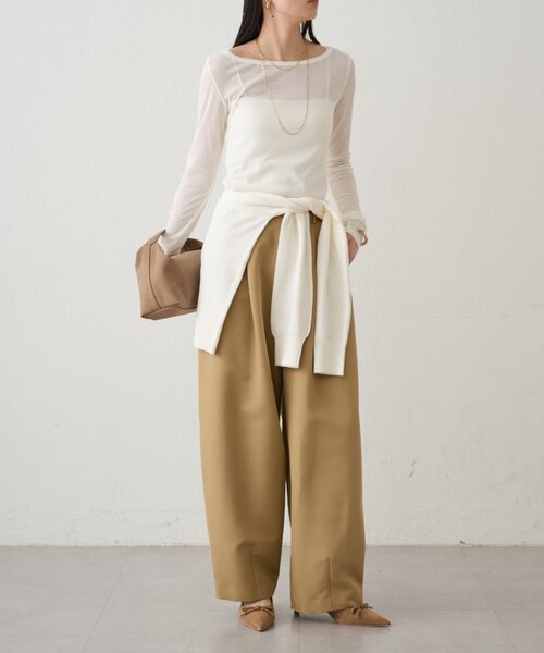 LOUNGEDRESS（ラウンジドレス）の「ラウンドシアーカットソー（Tシャツ/カットソー・レディース・グリーン/オフホワイト/ブラック・FREE）」の5枚目の写真