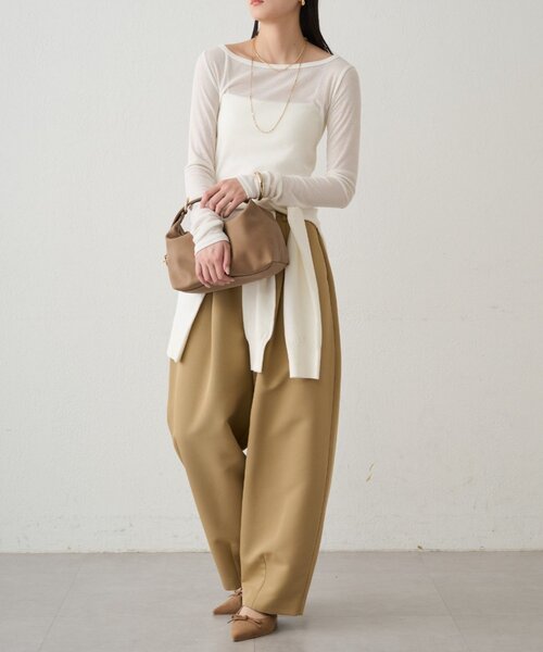 LOUNGEDRESS（ラウンジドレス）の「ラウンドシアーカットソー（Tシャツ/カットソー・レディース・グリーン/オフホワイト/ブラック・FREE）」の6枚目の写真