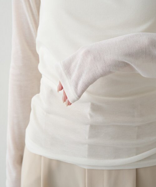 LOUNGEDRESS（ラウンジドレス）の「ラウンドシアーカットソー（Tシャツ/カットソー・レディース・グリーン/オフホワイト/ブラック・FREE）」の22枚目の写真