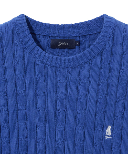 YALE（イェール）の「ヘリテージ ダン ケーブル 半袖 ラウンド ニット ロイヤルブルー（Tシャツ/カットソー・レディース・その他・S/M/L/XL）」の6枚目の写真