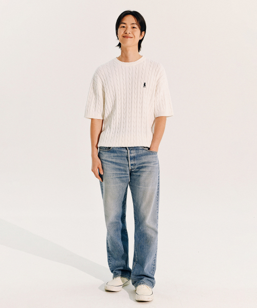 YALE（イェール）の「ヘリテージ ダン ケーブル 半袖 ラウンド ニット ロイヤルブルー（Tシャツ/カットソー・レディース・その他・S/M/L/XL）」の7枚目の写真