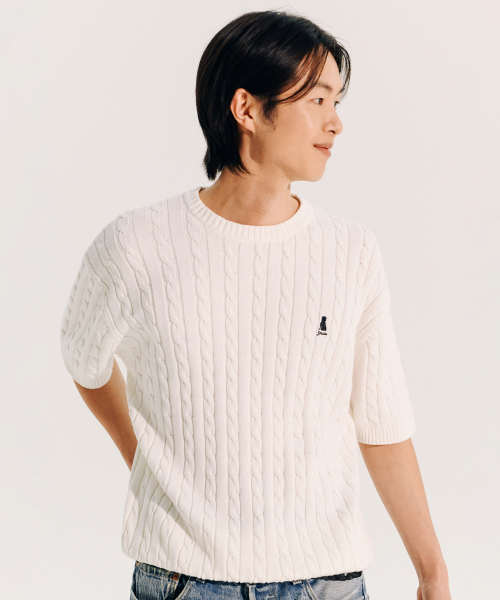 YALE（イェール）の「ヘリテージ ダン ケーブル 半袖 ラウンド ニット ロイヤルブルー（Tシャツ/カットソー・レディース・その他・S/M/L/XL）」の8枚目の写真