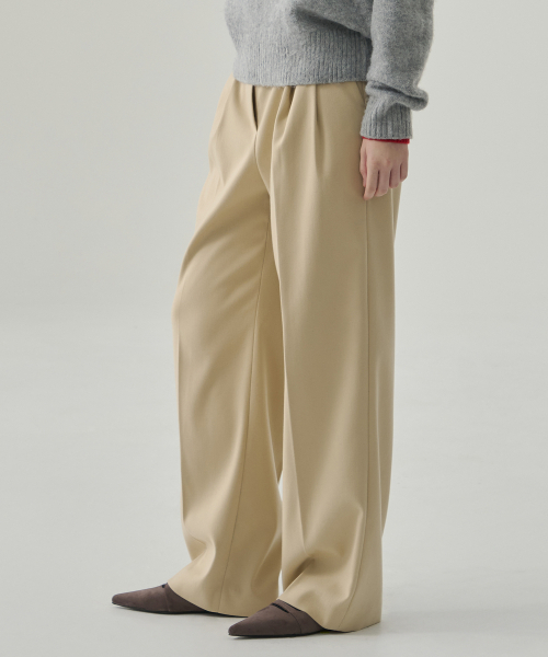 DRAWFIT WOMEN（ドローフィットウーマン）の「トスティ 起毛 ツーピンタック ワイドスラックス [L.BEIGE]（スラックス・レディース・その他・S/M/L）」の2枚目の写真