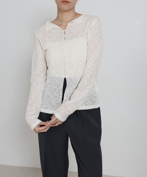 select MOCA(セレクトモカ)の「【ZOZO限定】フロントボタンシアースラブオープンカラーカーディガン(カーディガン/ボレロ・レディース・ピンク/ホワイト/ブラック・FREE)」の2枚目の写真