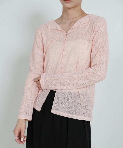 select MOCA(セレクトモカ)の「【ZOZO限定】フロントボタンシアースラブオープンカラーカーディガン(カーディガン/ボレロ・レディース・ピンク/ホワイト/ブラック・FREE)」の8枚目の写真