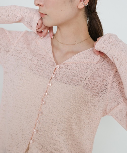 select MOCA(セレクトモカ)の「【ZOZO限定】フロントボタンシアースラブオープンカラーカーディガン(カーディガン/ボレロ・レディース・ピンク/ホワイト/ブラック・FREE)」の10枚目の写真