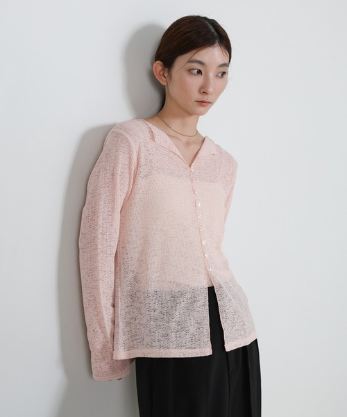select MOCA(セレクトモカ)の「【ZOZO限定】フロントボタンシアースラブオープンカラーカーディガン(カーディガン/ボレロ・レディース・ピンク/ホワイト/ブラック・FREE)」の12枚目の写真