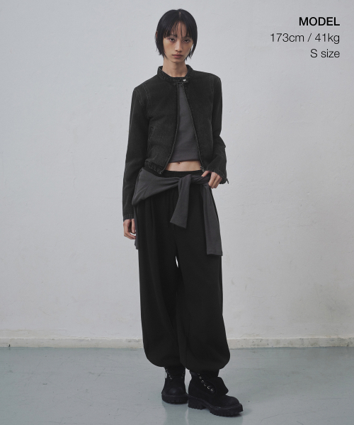 MUSINSA STANDARD WOMAN（ムシンサスタンダードウーマン）の「ウィメンズダブルニットバルーンスウェットパンツ[ブラック]（スウェットパンツ・レディース・その他・SMALL/MEDIUM/LARGE/X-SMALL）」の2枚目の写真